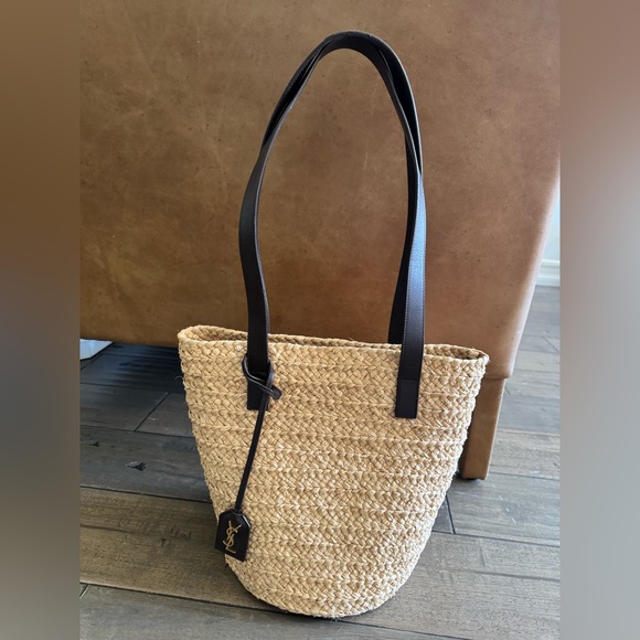 Yves Saint Laurent Handbags - Yves Saint Laurent Panier Small Natural Straw Tote- Authentic